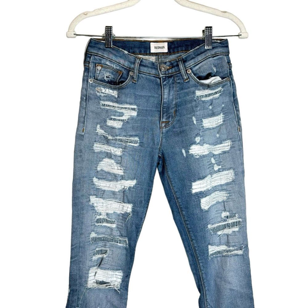 HUDSON NICO MIDRISE SHREDDED SUPER‎ SKINNY JEANS WOMENS SIZE 26